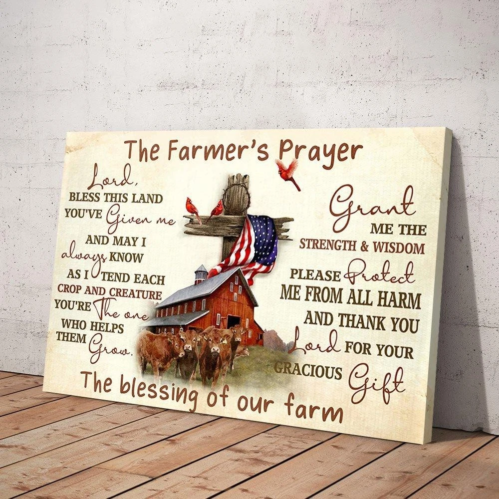 Farmer's Prayer 30 Oz Stainless Steel Tumbler - Blessings Of A Farm Design With Clear Lid