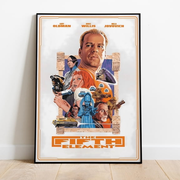 Poster Fifth Element Poster, Frameless Wall Art & Print, Fifth Element Illustration, Sci-Fi Movie Poster Gift WINXIE DECOR - 8X12, UNFRAMED