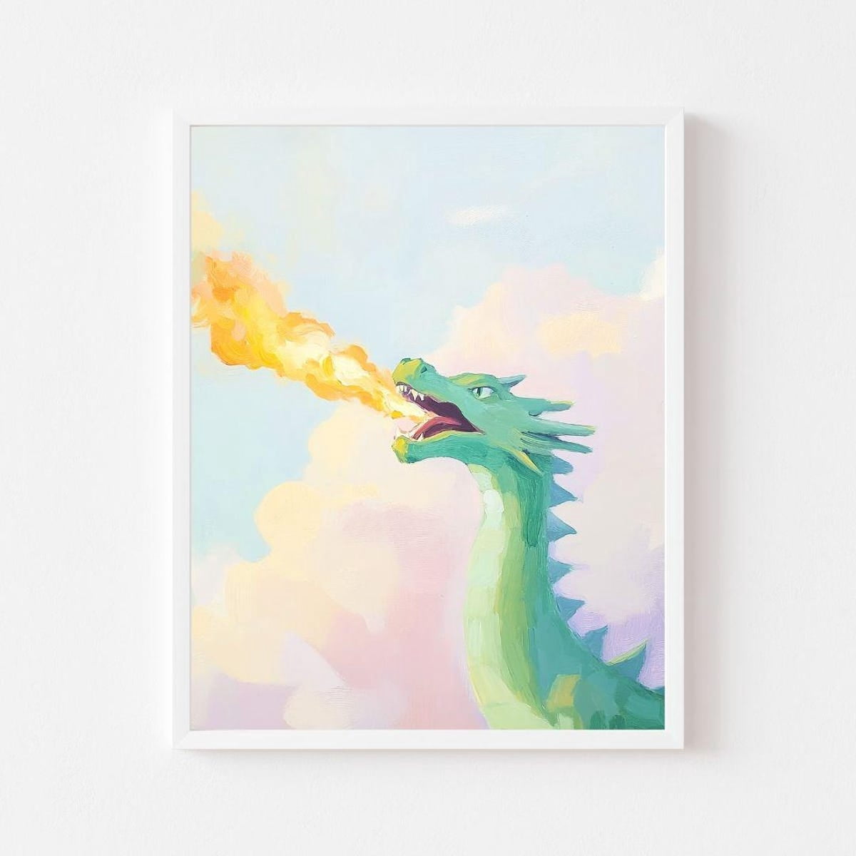 Poster Fire Breathing Dragon Painting | Magical Boy'S Room Wall Art ...
