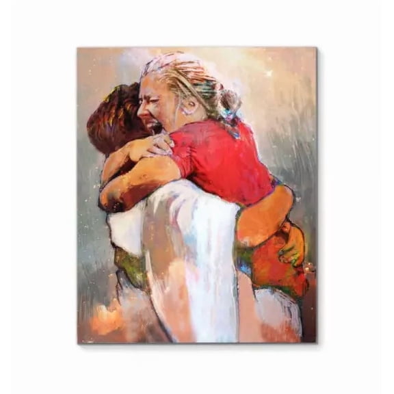 Poster First Day In The Heaven Girl Embracing & Hugging Jesus Wall Art Prints For Home Or Office Perfect Gift For Everyone