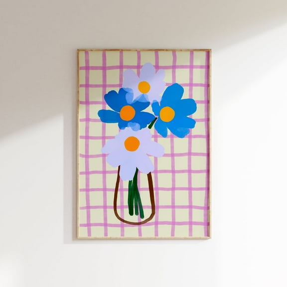 Poster Flower Vase Art Print For Download, Danish Pastel Decor, Flower Vase Poster, Dopamine Colors, Maximalist Decor, Trendy Art Prints - No Framed, Vintage Wall Art, Hot Trend!, 8x12