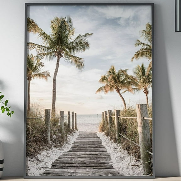 Poster Footbridge Beach Poster, Wall Art, Poster Print, Wall Decor, Beach Art, Coastal Art, Nature Art, Minimalist Design, Contemporary Art - No Framed, Vintage Wall Art, Hot Trend!, 8x12