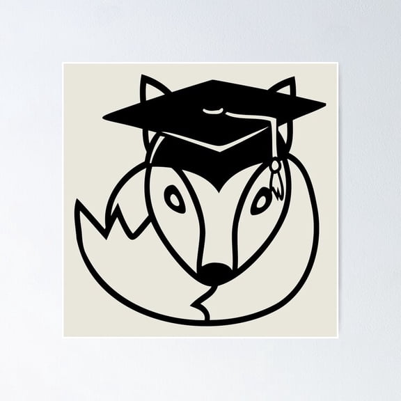 Poster Fox High School Diploma Certificates College Hat - No Framed, Vintage Wall Art, Trendy Retro Print, Positive Quote Poster, Room Decor, Wall Art, 12x18