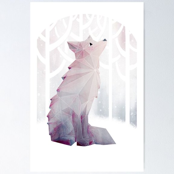 Poster Fox In The Snow - No Framed, Vintage Wall Art, Trendy Retro Print, Positive Quote Poster, Room Decor, Wall Art, 8x12