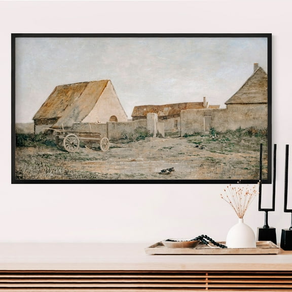 Poster French Country Painting Frame Tv Art Vintage Farmhouse Tv Art Antique Rustic Painting Screensaver Moody Farm Countryside Background Digital - No Framed, Vintage Wall Art, Hot Trend!, 24x36