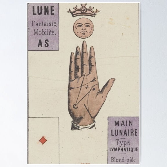 Poster French Tarot Card Moon - No Framed, Vintage Wall Art, Trendy Retro Print, Positive Quote Poster, Room Decor, Wall Art, Poster Only