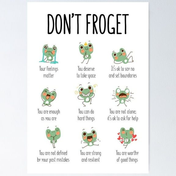 Poster Don'T Froget Mental Health Affirmations Therapy Gift Positive Words - No Framed, Vintage Wall Art, Trendy Retro Print, Positive Quote Poster, Room Decor, Wall Art, 12x18