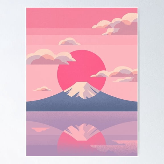 Poster Fuji Reflection - No Framed, Vintage Wall Art, Trendy Retro Print, Positive Quote Poster, Room Decor, Wall Art, 12x18