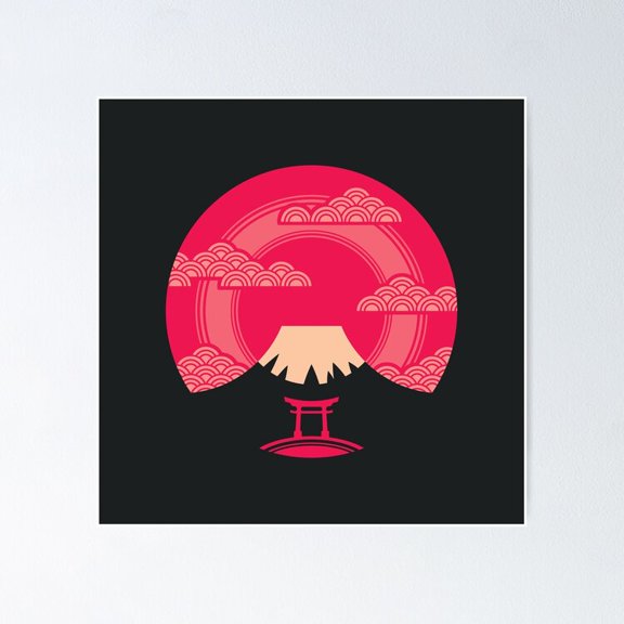 Poster Fuji Sunset 2 - No Framed, Vintage Wall Art, Trendy Retro Print, Positive Quote Poster, Room Decor, Wall Art, 8x12