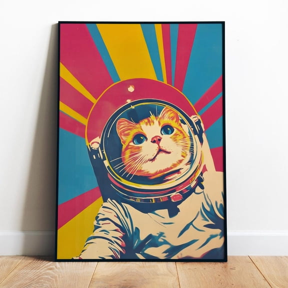 Poster Funky Cat Poster Printable Astronaut Wall Art Retro Funny Prints Space Cat Art Print Colorful Bedroom Decor Maximalist Wall Art Kitten Print - No Framed, Vintage Wall Art, Hot Trend!, 8x12