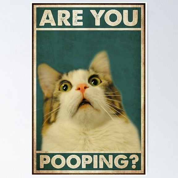 Poster Funny Cat Are You Pooping - No Framed, Vintage Wall Art, Trendy Retro Print, Positive Quote Poster, Room Decor, Wall Art, 8x12