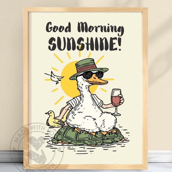 Poster Funny Seagull Poster Good Morning Sunshine Beach Vibes Wall Artquirky Animal Print Coastal Decor Summer Aesthetic Seagull #Sunshine Vintage Wall Arthot Trend! , Poster Print Only