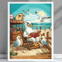 Poster Funny Seagull Poster Â€“ Quirky Beach Art, Coastal Humor Print, Seagull Wall Decor, Funny Bathroom Print, Bird Lover Gift - #Poopin - No Framed, Vintage Wall Art, Hot Trend!, 8x12
