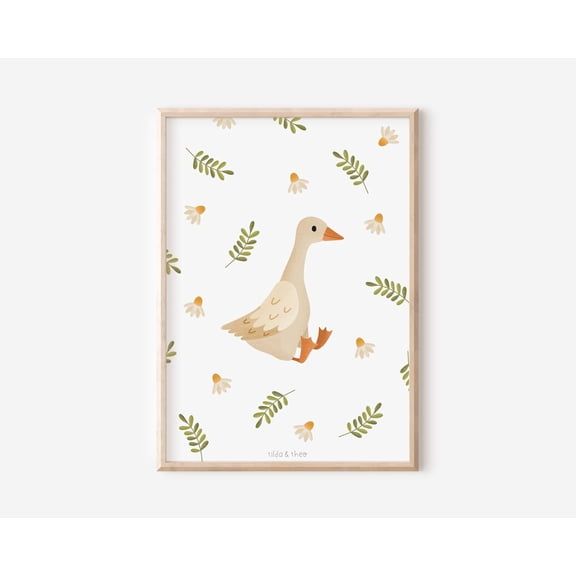 Poster Gans Kinderzimmer / Kinderposter Baby Gänse - Babyzimmer Poster - Poster Ente Kinderzimmer - Geschenk Geburt , Poster Print Only