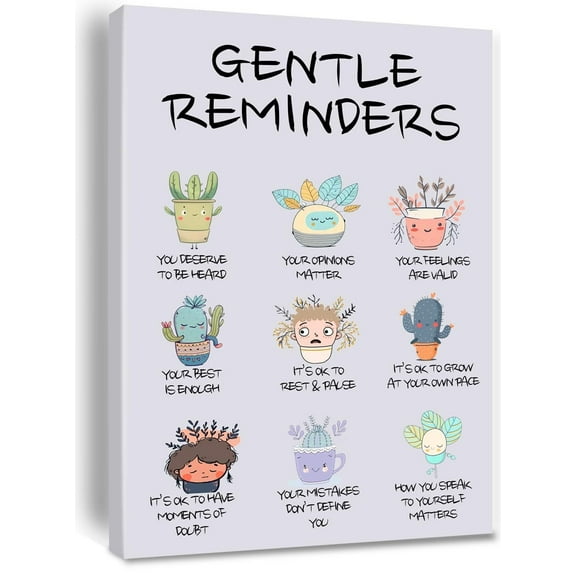 Poster Gentle Reminders Positive Affirmations Mental Health Wall Art Therapy Office Nursery School Playroom Classroom Bedroom Counselor Poster Self Love Inspirational Decor Gifts for Kids