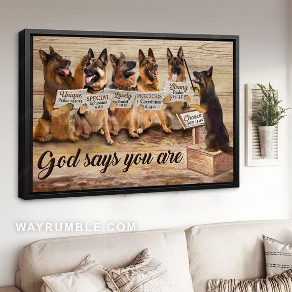 Poster German Shepherd dog, Dog poster, God says you are - Jesus Poster Prints, Christian Wall Art WINXIE DECOR - 8X12, UNFRAMED