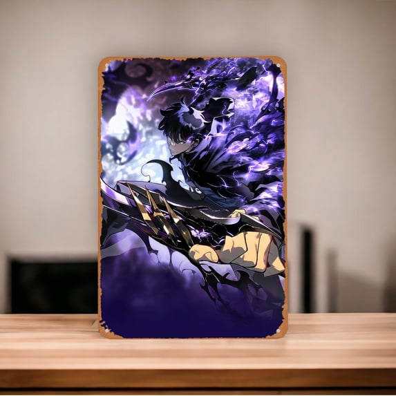 Poster Gifts Retro Vintage Solo Leveling Anime Metal Tin Sign Wall Decor For Bars, Restaurants Cafes 12 X 8 Inch