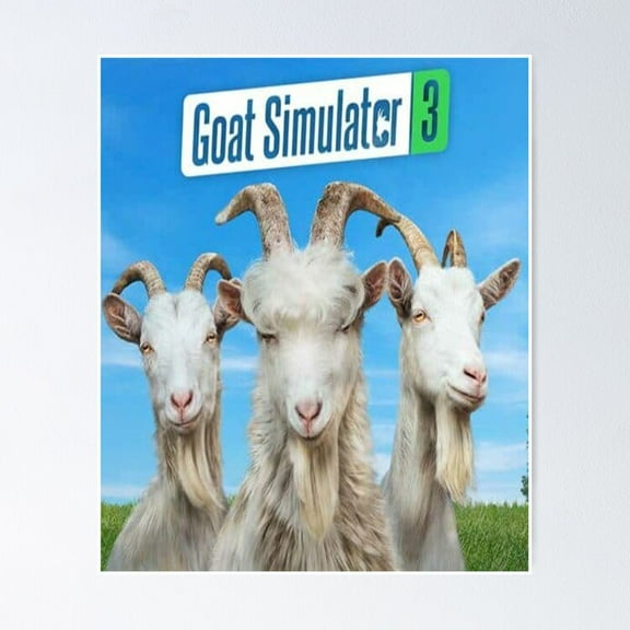 Poster Goat Simulator - No Framed, Vintage Wall Art, Trendy Retro Print, Positive Quote Poster, Room Decor, Wall Art, 8x12