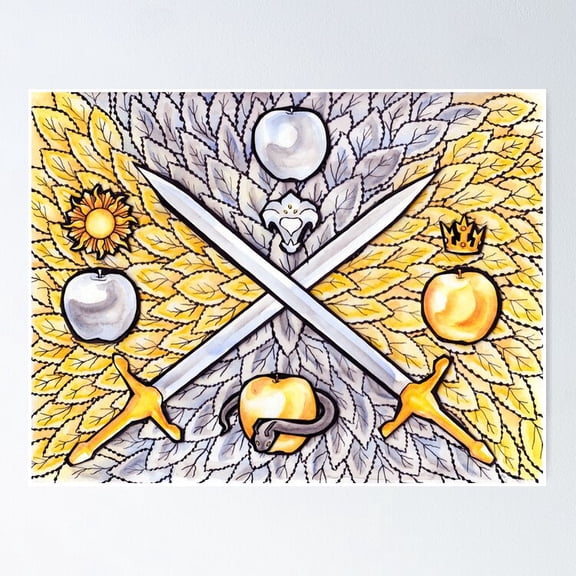 Poster Gold And Silver Apple Trees - No Framed, Vintage Wall Art, Trendy Retro Print, Positive Quote Poster, Room Decor, Wall Art, 8x12