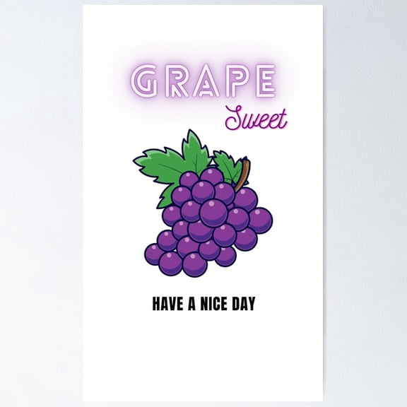 Poster Grape Fruit - No Framed, Vintage Wall Art, Trendy Retro Print, Positive Quote Poster, Room Decor, Wall Art, 12x18