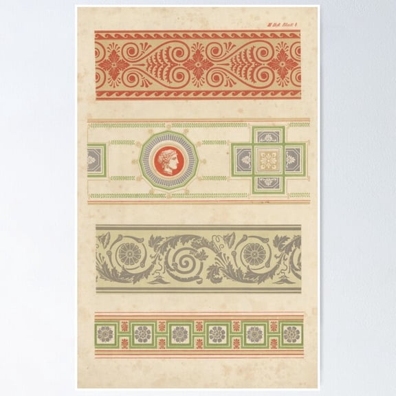 Poster Greek Ornament - No Framed, Vintage Wall Art, Trendy Retro Print, Positive Quote Poster, Room Decor, Wall Art, 8x12