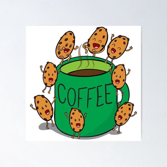 Poster Green Coffee Mug Poster - No Framed, Vintage Wall Art, Hot Trend!, 24x36