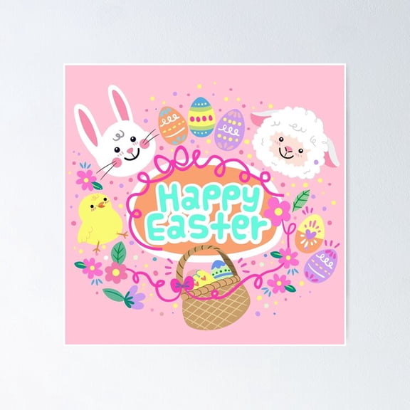 Poster Happy Easter Poster - No Framed, Vintage Wall Art, Hot Trend!, 12x18