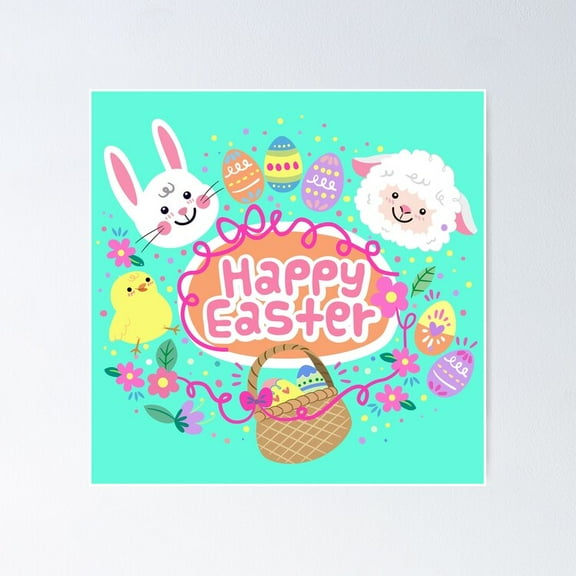 Poster Happy Easter Poster - No Framed, Vintage Wall Art, Hot Trend!, 24x36