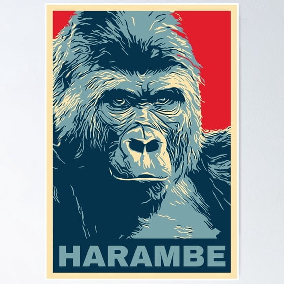 Poster Harambe - No Framed, Vintage Wall Art, Trendy Retro Print, Positive Quote Poster, Room Decor, Wall Art, 12x18