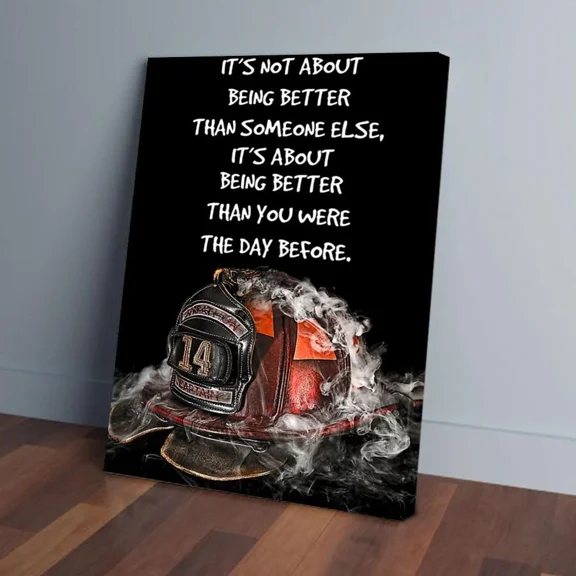 Poster Hat Of Firefighter- UNFRAMED Poster Prints, Wall Art For Home Decor Or Office - Great Gift Idea For Friends & Family, 16x24