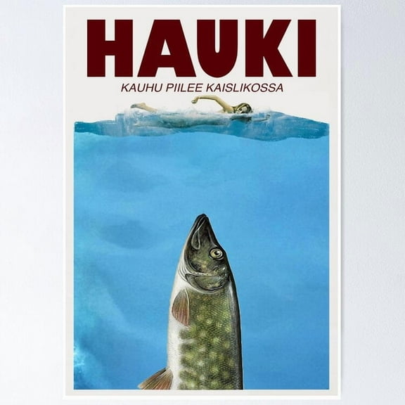 Poster Hauki Horror Movie Jaws Parody Finland - No Framed, Vintage Wall Art, Trendy Retro Print, Positive Quote Poster, Room Decor, Wall Art, 8x12