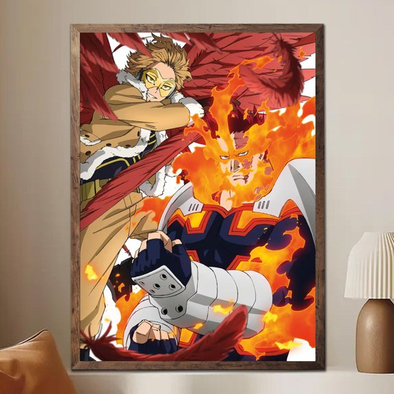 Poster Hawks And Endeavor Poster Unframed, Pro Hero Duo Print, Anime Wall Art Gift, Manga Inspired Decor, Quirky Bedroom Art 8X12, UNFRAMED