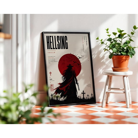 Poster Hellsing Anime Poster: Minimalist Manga Art Print WINXIE DECOR - 8X12, UNFRAMED