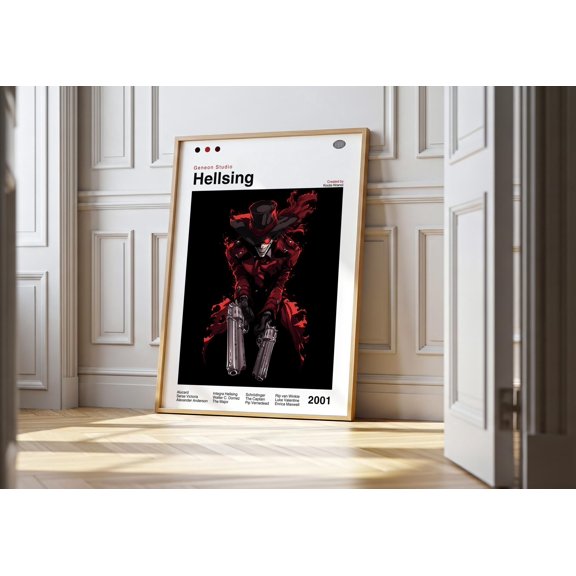 Poster Hellsing Ultimate Anime Poster - Minimalist Manga Style Print 12X18, UNFRAMED