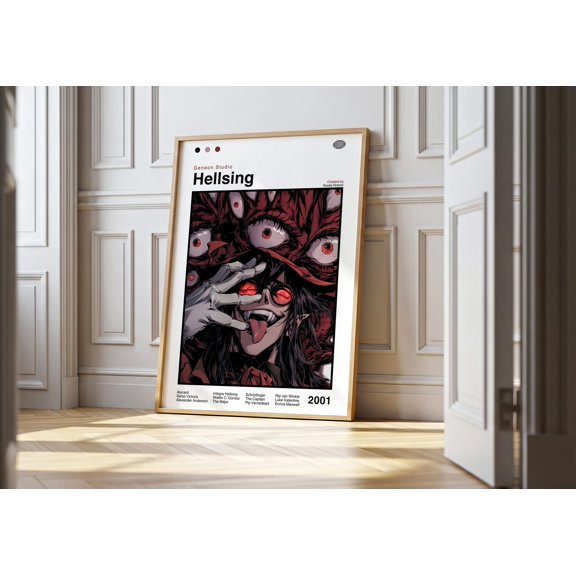 Poster Hellsing Ultimate Anime Poster - Minimalist Manga Style Print 12X18, UNFRAMED