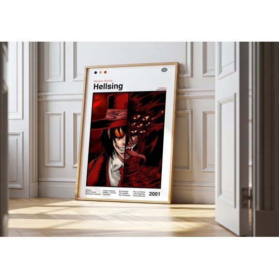Poster Hellsing Ultimate Anime Poster - Minimalist Manga Style Print 12X18, UNFRAMED