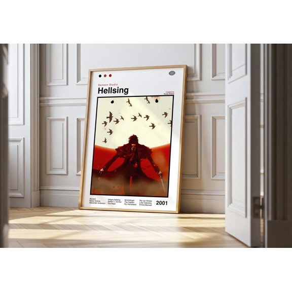 Poster Hellsing Ultimate Anime Poster - Minimalist Manga Style Print 8X12, UNFRAMED