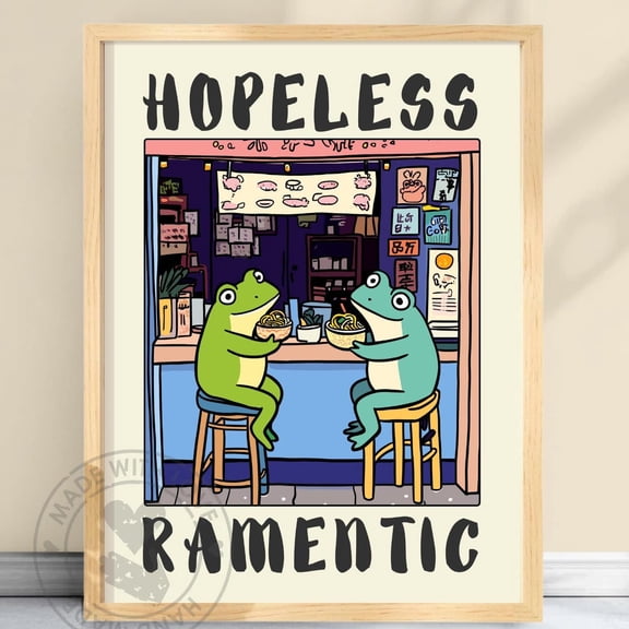 Poster Hopelessly Ramentic Frog Poster €“ Kawaii Ramen Shop Art, Cute Dining Room Wall Poster, Cozy Kitchen Decor, Frog Lover Gift #Ramentic1, Vintage Wall Art, Hot Trend!, Poster Only