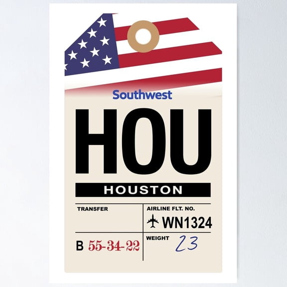 Poster Houston Hobby (Hou) Texas Airline Luggage Tag Vintage Wall Arttrendy Retro Print Positive Quote Poster Room Decor Wall Art, Poster Only