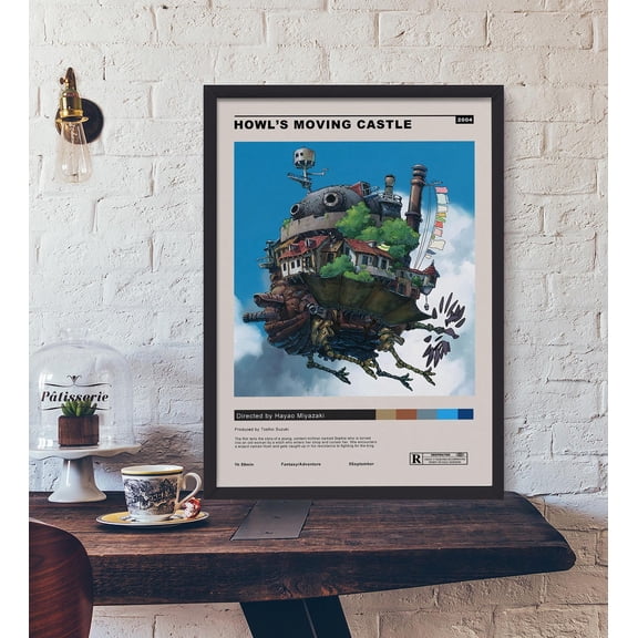 Poster Howl'S Moving Castle Movie Poster Print, Studio Ghibli Anime Wall Art Decor, Miyazaki Fan Gift Idea Poster, Fantasy Film Lover Collectible 8X12, UNFRAMED