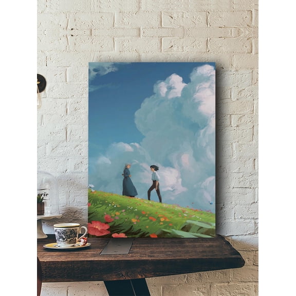 Poster Howl'S Moving Castle Poster, Studio Ghibli Anime Wall Art Print, Romantic Fantasy Decor, Sophie And Howl Art, Japanese Animation Gift 8X12, UNFRAMED