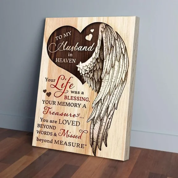 Poster To My Husband Heart Angel Wing- UNFRAMED Poster Prints, Wall Art For Home Decor Or Office - Great Gift Idea For Friends & Family, UNFRAMED-8x12