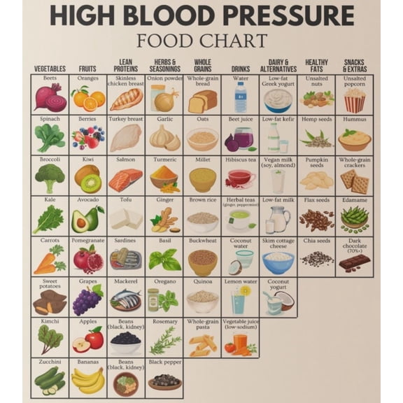 Poster Of Hypertension Diet Chart, Poster Of Blood Pressure Diet, Poster Of Low Sodium Diet, Poster Of Hypertension Diet, Poster Of HBP Diet, Poster Of Dash Diet, Poster Of Heart Diet List