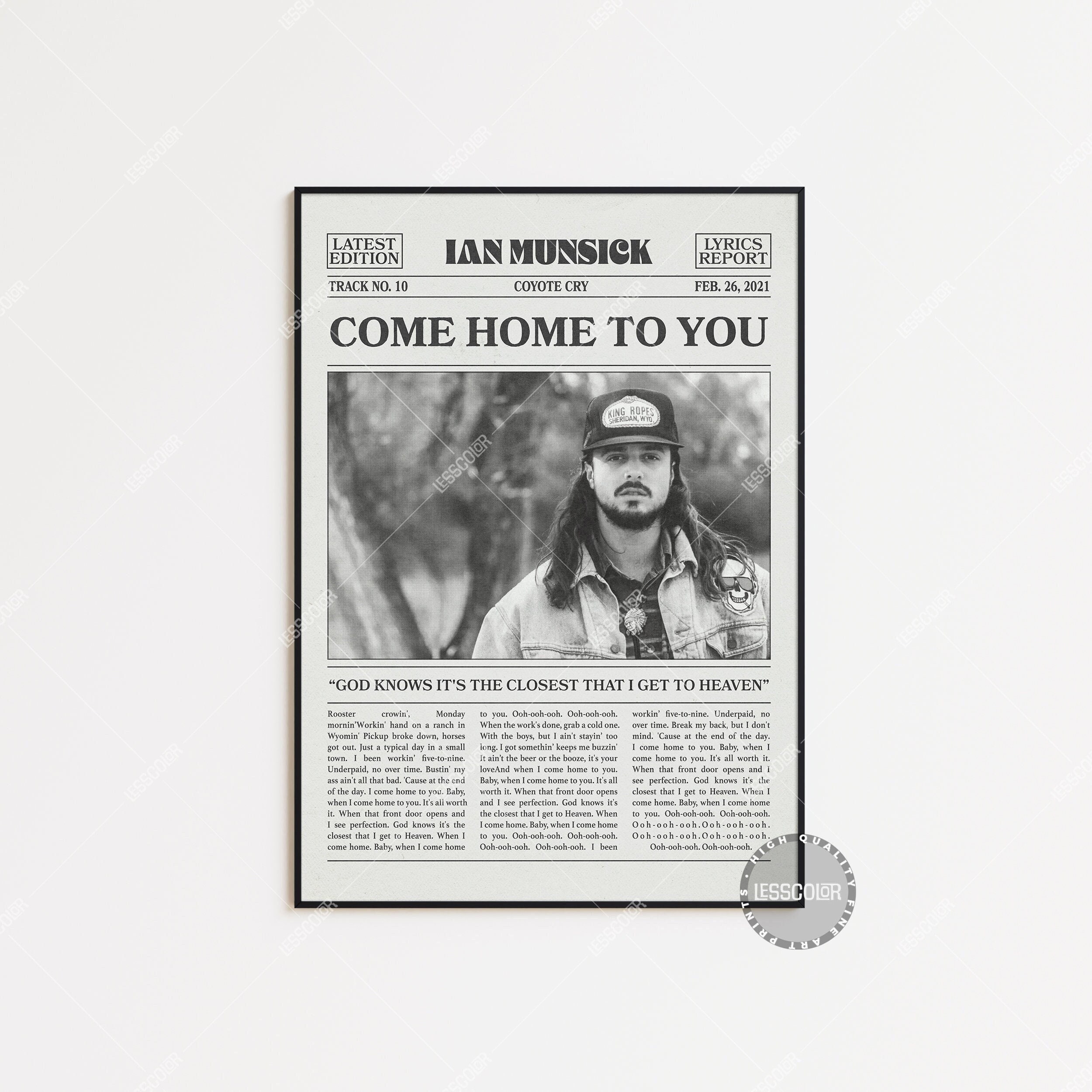 Poster Ian Munsick Newspaper Print, Come Home To You Poster , Come Home ...