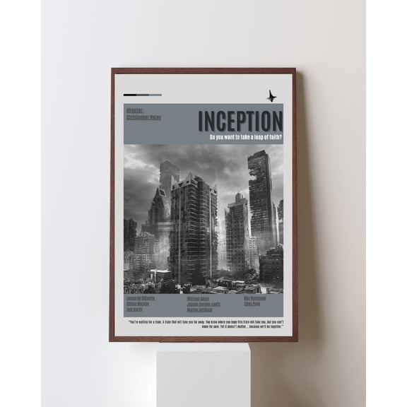 Poster Inception Movie Poster, Christopher Nolan Film Art, Dream Within A Dream Wall Art, Sci Fi Movie Poster 8X12, UNFRAMED
