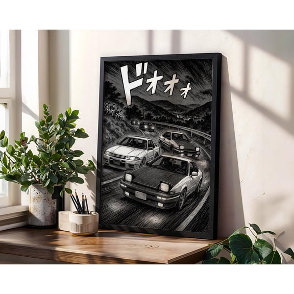 Poster Initial D Digital Poster: Vintage Anime Manga Art Print 24X36, UNFRAMED