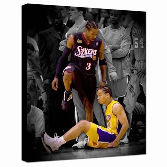 Poster Iverson stepping over Lou Basketball legends Poster,-ZEUS DECOR - 12X18, UNFRAMED