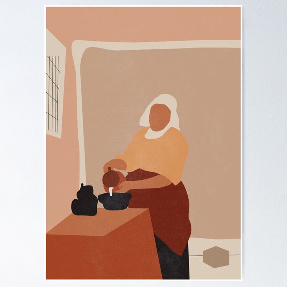 Poster Jan Vermeer -The Milkmaid - No Framed, Vintage Wall Art, Trendy Retro Print, Positive Quote Poster, Room Decor, Wall Art, 24x36