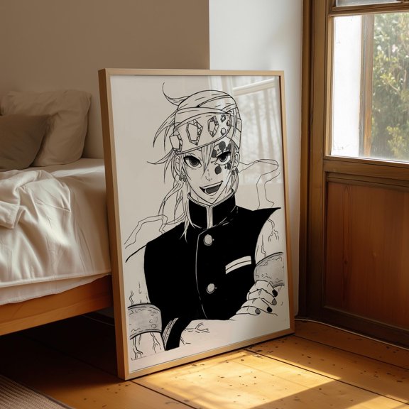 Poster Japanese Character Poster/Black And White/ Digital Printable Poster/ Fan Art/ Handmade 12X18, UNFRAMED