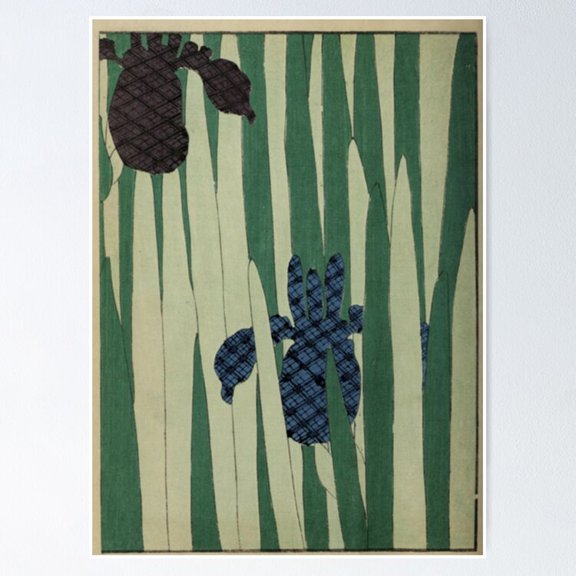 Poster Japanese Iris - No Framed, Vintage Wall Art, Trendy Retro Print, Positive Quote Poster, Room Decor, Wall Art, 24x36